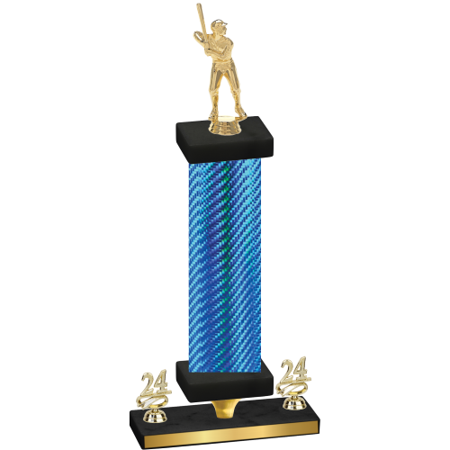 Premium Single Blue Carbon Fiber Year Baseball Trophy