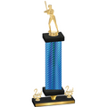 Premium Single Blue Carbon Fiber Second Place Softball Trophy