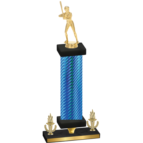 Premium Single Blue Carbon Fiber Victory Softball Trophy
