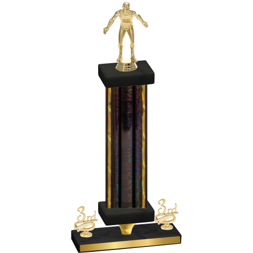 Premium Single Black Glacier Third Place Wrestling Trophy