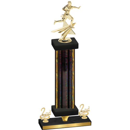 Premium Single Black Glacier Second Place Flag Football Trophy