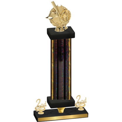 Premium Single Black Glacier Second Place Baseball Trophy