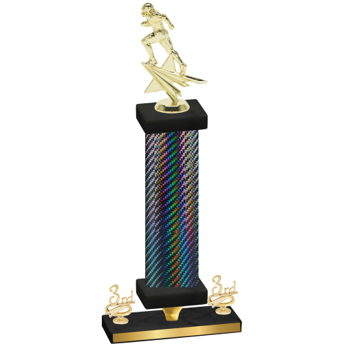 Premium Single Black Carbon Fiber Third Place Football Trophy