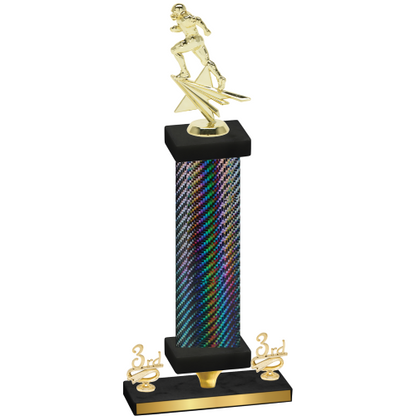 Premium Single Black Carbon Fiber Third Place Football Trophy