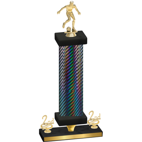 Premium Single Black Carbon Fiber Second Place Soccer Trophy