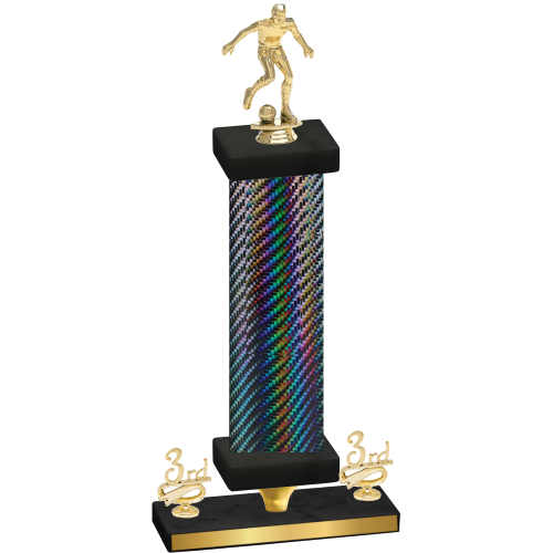 Premium Single Black Carbon Fiber Third Place Soccer Trophy