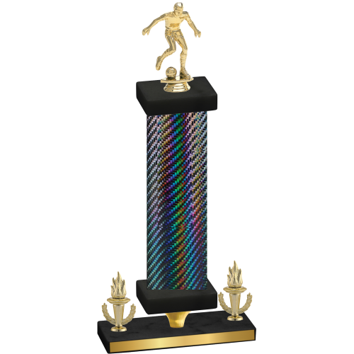 Premium Single Black Carbon Fiber Victory Soccer Trophy