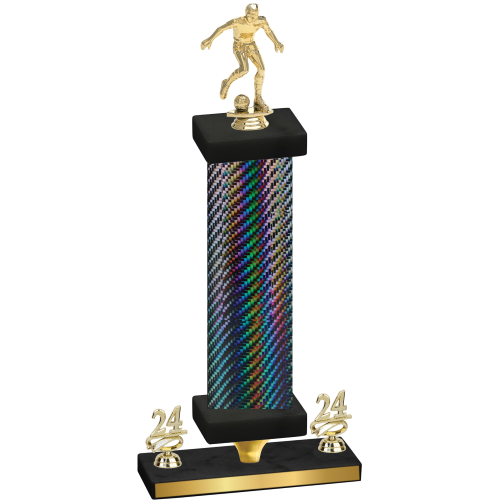 Premium Single Black Carbon Fiber Year Soccer Trophy