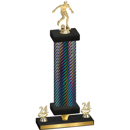 Premium Single Black Carbon Fiber Year Soccer Trophy