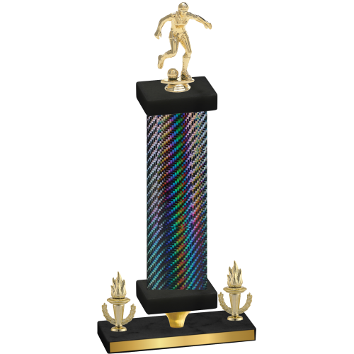 Premium Single Black Carbon Fiber Victory Soccer Trophy