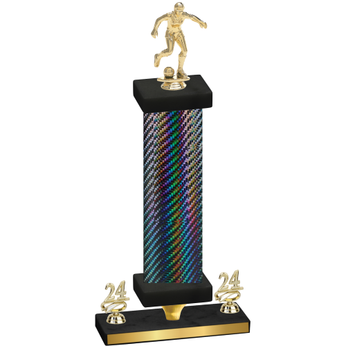 Premium Single Black Carbon Fiber Year Soccer Trophy