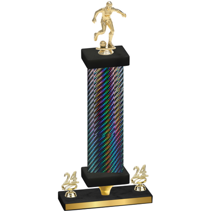 Premium Single Black Carbon Fiber Year Soccer Trophy