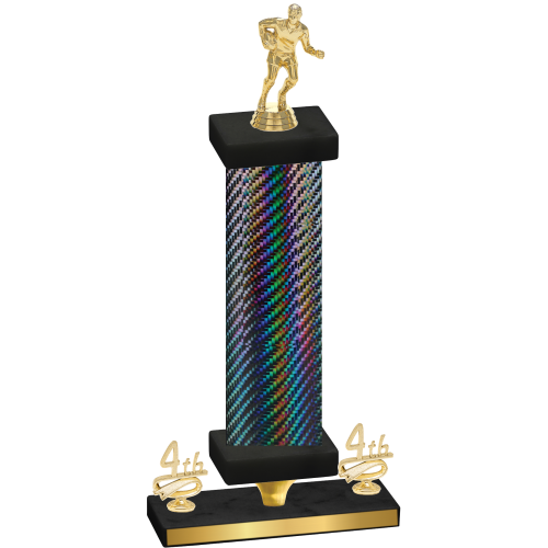 Premium Single Black Carbon Fiber Fourth Place Rugby Trophy