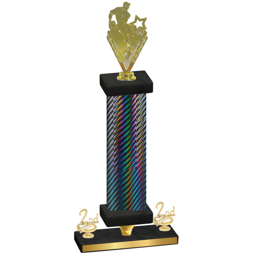 Premium Single Black Carbon Fiber Second Place Rugby Trophy