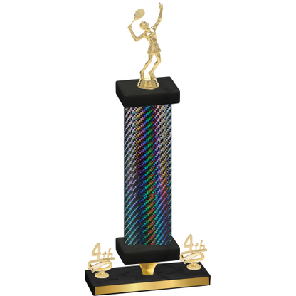 Premium Single Black Carbon Fiber Fourth Place Tennis Trophy