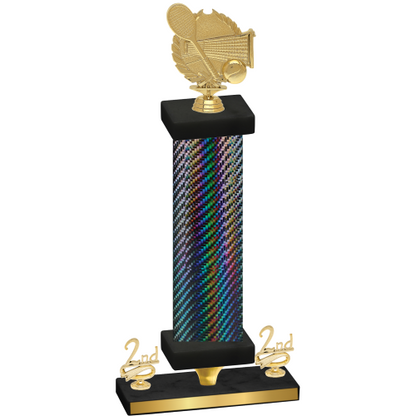 Premium Single Black Carbon Fiber Second Place Tennis Trophy