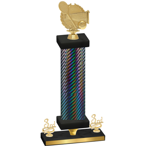 Premium Single Black Carbon Fiber Third Place Tennis Trophy