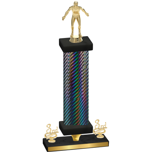 Premium Single Black Carbon Fiber Third Place Wrestling Trophy