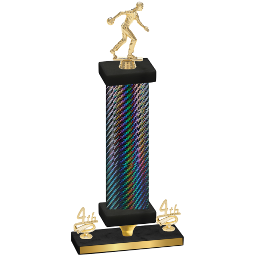 Premium Single Black Carbon Fiber Fourth Place Bowling Trophy