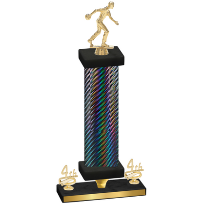 Premium Single Black Carbon Fiber Fourth Place Bowling Trophy
