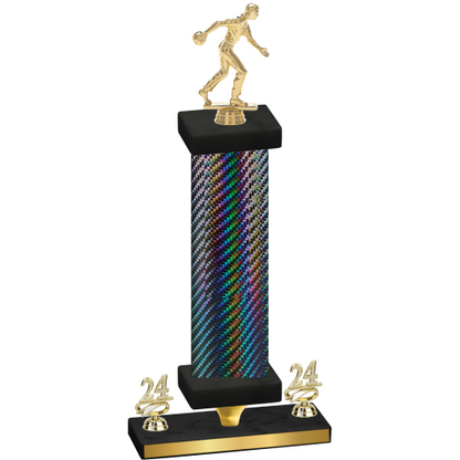 Premium Single Black Carbon Fiber Year Bowling Trophy