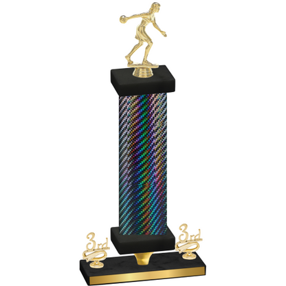 Premium Single Black Carbon Fiber Third Place Bowling Trophy
