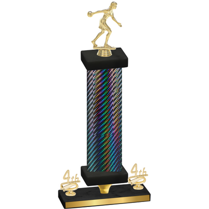Premium Single Black Carbon Fiber Fourth Place Bowling Trophy