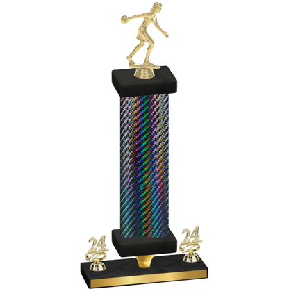 Premium Single Black Carbon Fiber Year Bowling Trophy