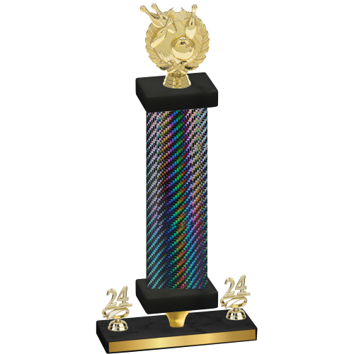 Premium Single Black Carbon Fiber Year Bowling Trophy