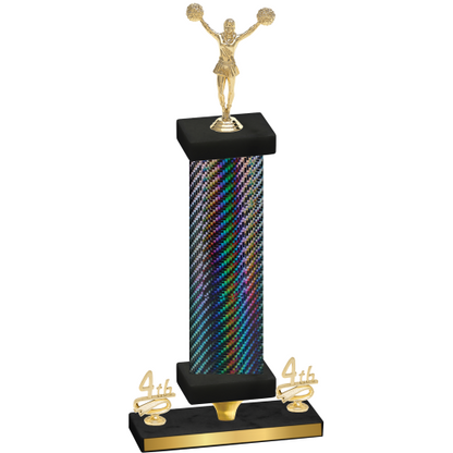 Premium Single Black Carbon Fiber Fourth Place Cheerleading Trophy