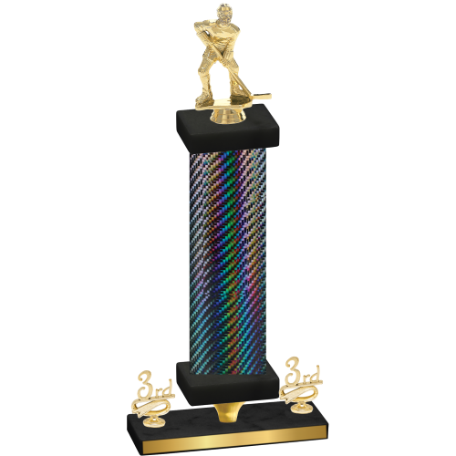 Premium Single Black Carbon Fiber Third Place Hockey Trophy