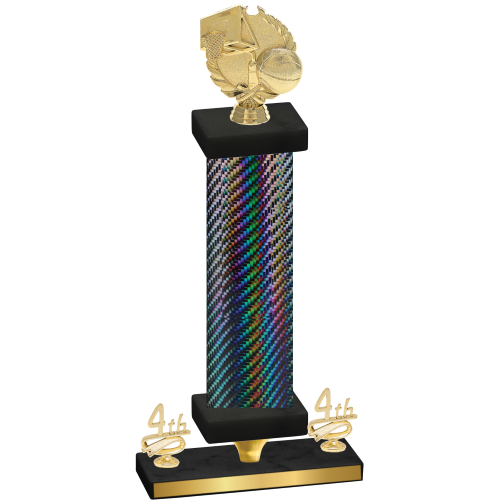 Premium Single Black Carbon Fiber Fourth Place Basketball Trophy