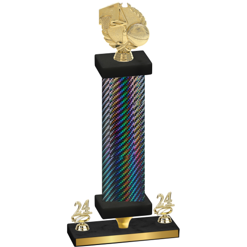 Premium Single Black Carbon Fiber Year Basketball Trophy