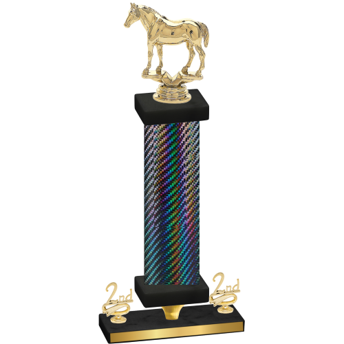 Premium Single Black Carbon Fiber Second Place Horses Trophy