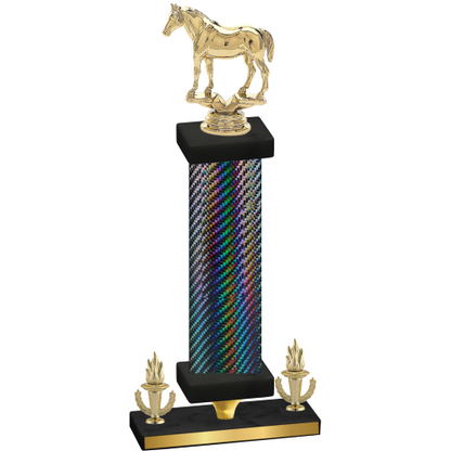 Premium Single Black Carbon Fiber Victory Horses Trophy