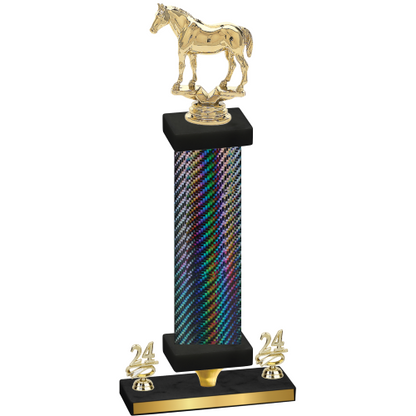 Premium Single Black Carbon Fiber Year Horses Trophy