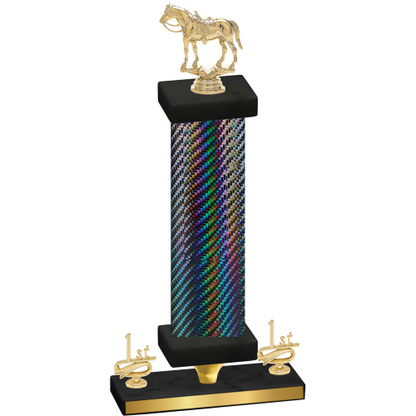 Premium Single Black Carbon Fiber First Place Horses Trophy
