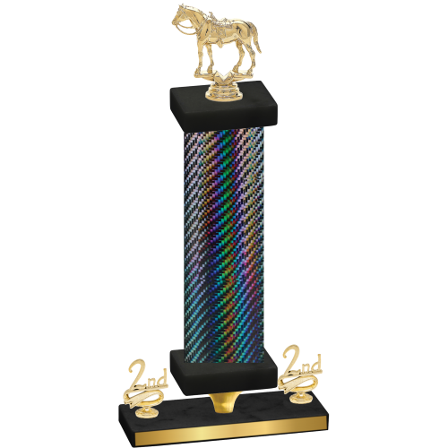 Premium Single Black Carbon Fiber Second Place Horses Trophy