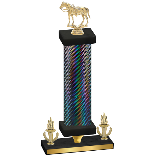 Premium Single Black Carbon Fiber Victory Horses Trophy