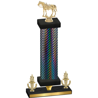 Premium Single Black Carbon Fiber Victory Horses Trophy