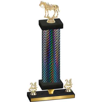 Premium Single Black Carbon Fiber Year Horses Trophy