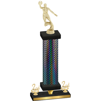 Premium Single Black Carbon Fiber Second Place Basketball Trophy