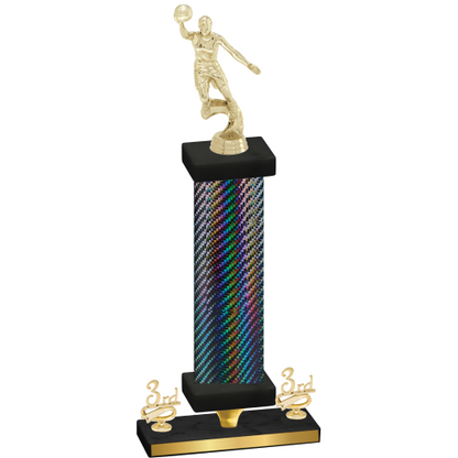 Premium Single Black Carbon Fiber Third Place Basketball Trophy