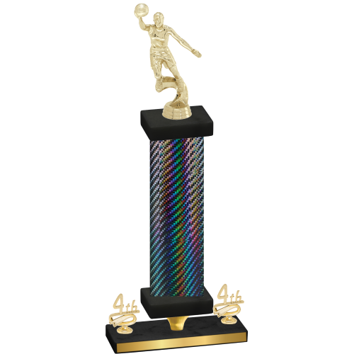 Premium Single Black Carbon Fiber Fourth Place Basketball Trophy