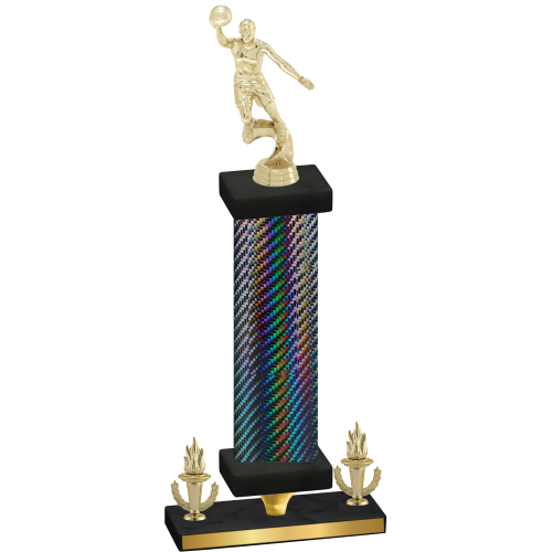 Premium Single Black Carbon Fiber Victory Basketball Trophy