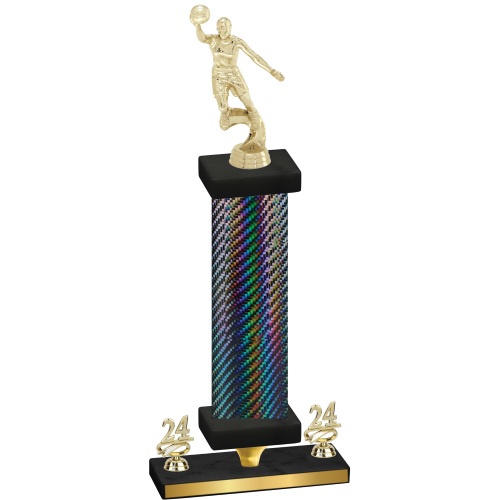 Premium Single Black Carbon Fiber Year Basketball Trophy