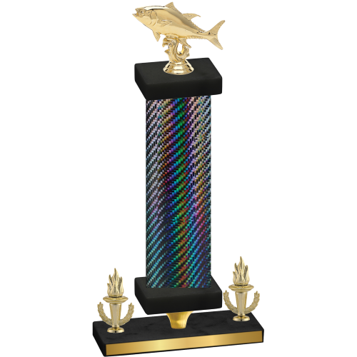 Premium Single Black Carbon Fiber Victory Fishing Trophy