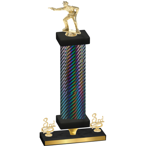 Premium Single Black Carbon Fiber Third Place Shooter Trophy