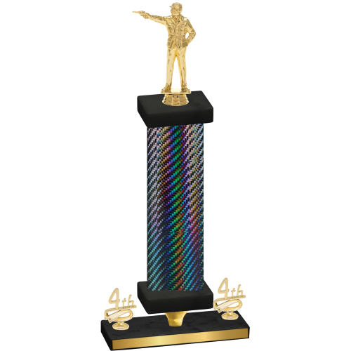 Premium Single Black Carbon Fiber Fourth Place Shooter Trophy