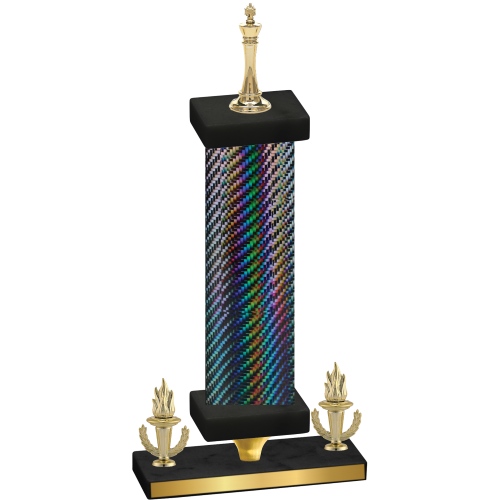 Premium Single Black Carbon Fiber Victory Chess Trophy